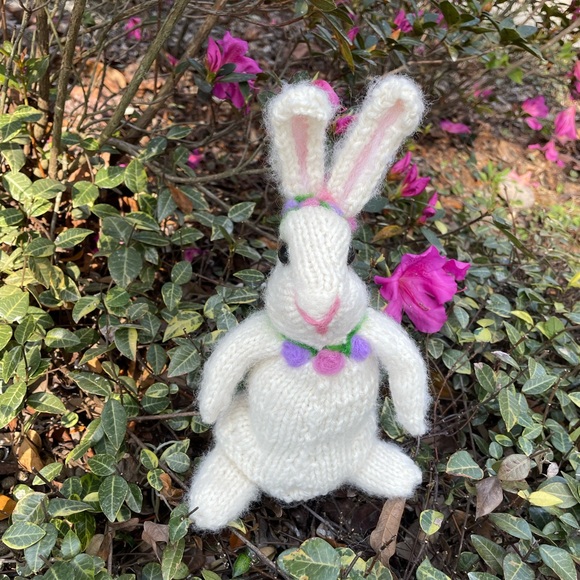 Hand crafted knit and needle felted bunny rabbit unique original handmade - Picture 10 of 16